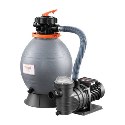 VEVOR  16 In Filter Pump for Above Ground Pool, 3500 Gph, 3/4 HP Swimming Pool Filter Pump System, Krystal Clear w 6-Way Multi-Port Valve &