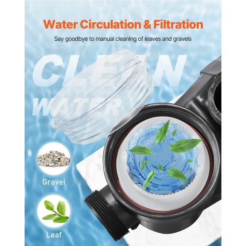 VEVOR 1.5 HP Above Ground Pool Pump, 122 GPM Max Flow Single Speed Swimming Pool Pump, 220V 3450 RPM 55 ft Max Head Lift with PP Shell Strainer