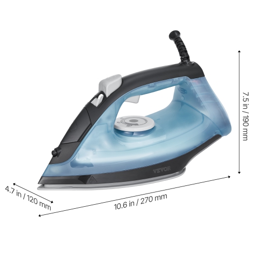 VEVOR 1700W Steam Iron for Clothes, Aluminum Alloy + PTFE Soleplate, Auto Shut-Off, Self-Cleaning, Four Temperature Settings, Quick Heating,