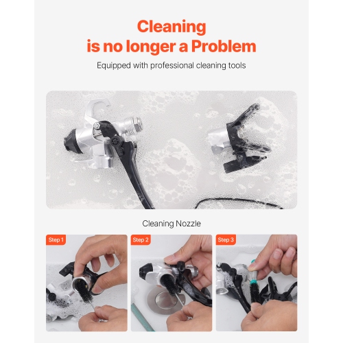 VEVOR 650W High Efficiency Stand Airless Sprayer, 3000PSI Electric Paint Sprayer Machine Extension Rod and Cleaning Kits for Interior and Exterior