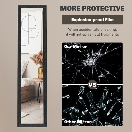 HOMCOM – Miroir pleine longueur de 61 x 15&nbsp;po avec cadre, miroir rectangulaire complet pour chambre à coucher, salon, debout ou penché contre un