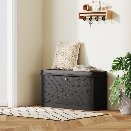 Banc à chaussures de HOMCOM, banc d'entrée avec tiroir rabattable, coussin de siège et tablette réglable pour 4-8 paires de chaussures pour couloir,