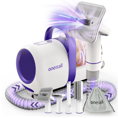 Oneisall LM5 Pet Grooming Vacuum Kits- 12kPa Suction Low Noise 1.5L Dust Cup 7 Attachments for Pet Hair & Home Cleaning