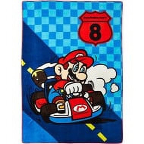 Image 1 of 2.. Super Mario MarioKart-8 "We Own the Road" Twin Ultra-Soft Plush Blanket for Kids