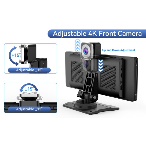 10.26" Wireless Carplay Touchscreen with 4K Front Dashcam,Protable Carplay Screen Digital Media Receivers - Bluetooth,GPS Navigation,G-Sensor