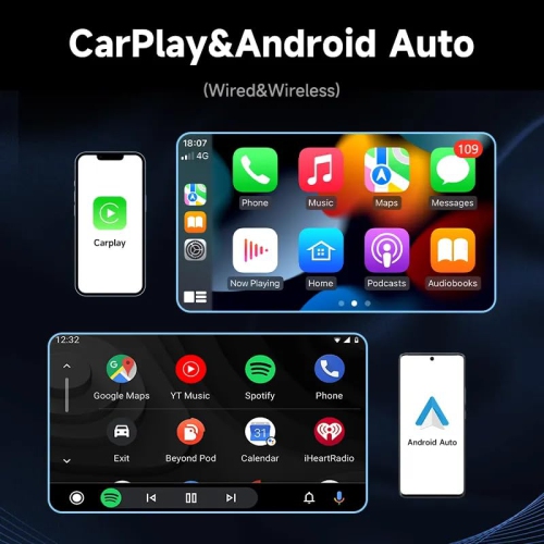 9" Portable Apple Carplay & Android Auto Car Stereo, with 1080p Backup Camera, GPS Navigation/Mirror Link/Bluetooth