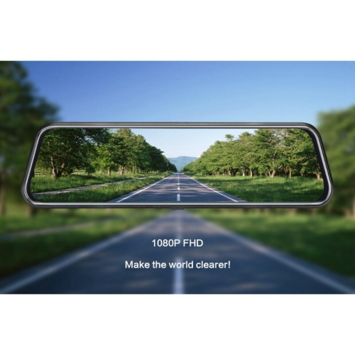 9.66" Mirror Dash Cam Night Vision 1080P FHD Full Touch Screen Front and Rear View Backup Camera for Cars Loop Recording Streaming Media