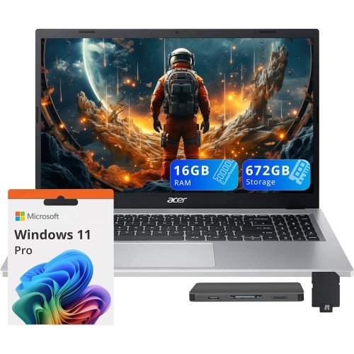 Acer Aspire 3 15.6" FHD Laptop, AMD Ryzen 7 7730U, 672GB Storage(512GB SSD + 160GB Docking Station Set),16GB DDR4 RAM, AMD Radeon Graphics, Backlit