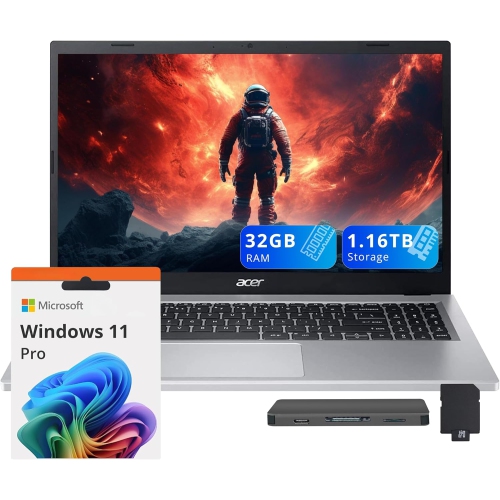 Acer Aspire 3 15.6" FHD IPS Laptop, AMD Ryzen 7 7730U,1.16TB Storage(1TB SSD + 160GB Docking Station Set),32GB DDR4 RAM,AMD Radeon Graphics,Backlit