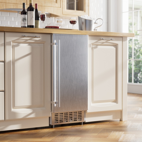 Coolake 15 Inch Wide Under-Counter Ice Maker- 80lbs/Day Built-in Freestanding Ice Machine with 25lbs Storage Bin | Stainless Steel Self-Cleaning LCD