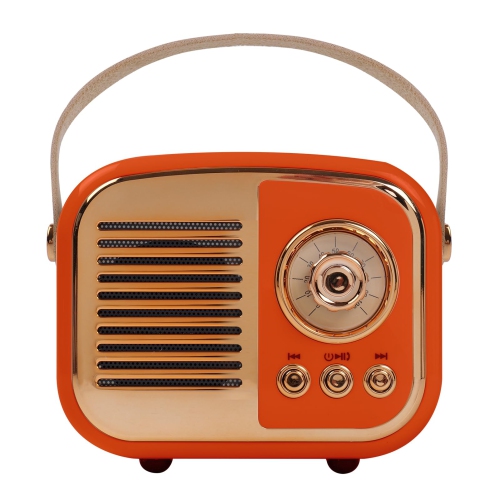 MYACUC  Retro Bluetooth Speaker, Portable Mini Radio for Bedroom, Office - In Orange