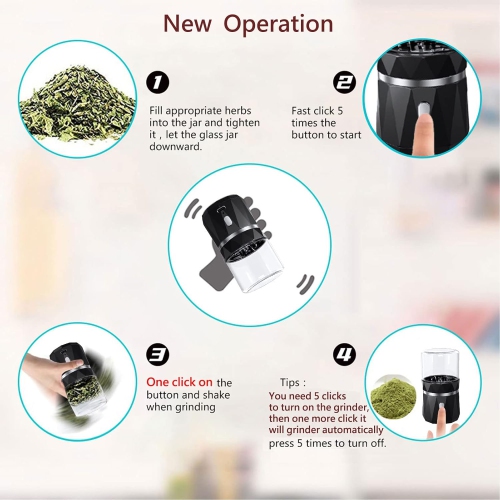Electric Spice and Herb Grinder,Dry Herb Mini Electric Grinder,Small Herb Jar and Spoon Tool,Rechargeable Automatic Herb Grinder