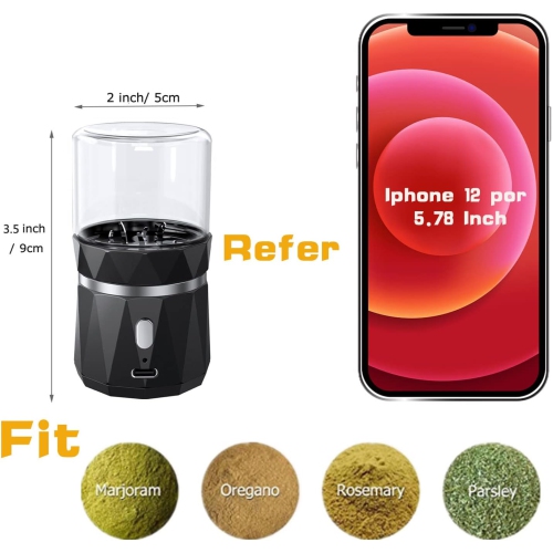 Electric Spice and Herb Grinder,Dry Herb Mini Electric Grinder,Small Herb Jar and Spoon Tool,Rechargeable Automatic Herb Grinder