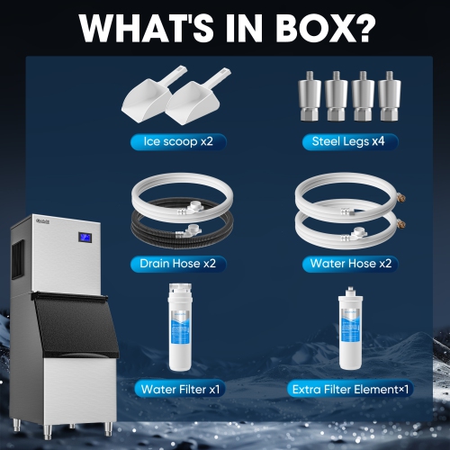 Coolski Commercial Ice Machine 550LBS/Day, 22 Inch Wide Industrial Ice Machine with Large Storage Bin, Ice Ready in 5-15 min, Ice Maker for