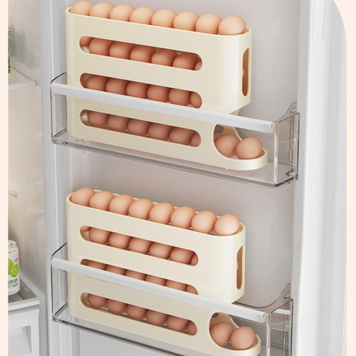 2PCS Egg Holder for Fridge,Egg Container for Refrigerator,Space-Saving Automatic Rolling Eggs Dispenser,4 Tiers Fridge Egg Rack