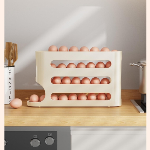 2PCS Egg Holder for Fridge,Egg Container for Refrigerator,Space-Saving Automatic Rolling Eggs Dispenser,4 Tiers Fridge Egg Rack