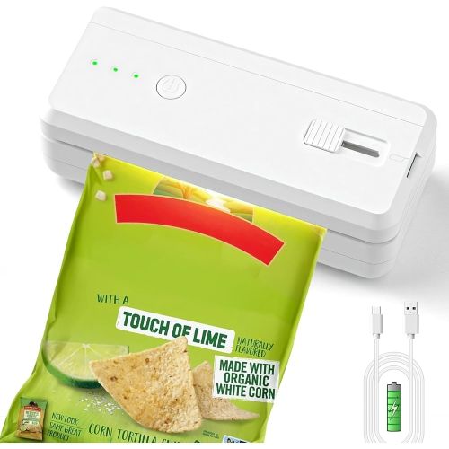 Mini Bag Sealer with Cutter,USB Rechargeable Heat Sealer,Portable Handheld Heat Sealer for Chip Bag Plastic Bags Snack Food Storage