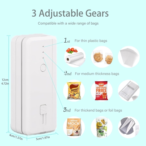 Mini Bag Sealer with Cutter,USB Rechargeable Heat Sealer,Portable Handheld Heat Sealer for Chip Bag Plastic Bags Snack Food Storage