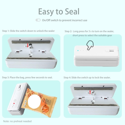 Mini Bag Sealer with Cutter,USB Rechargeable Heat Sealer,Portable Handheld Heat Sealer for Chip Bag Plastic Bags Snack Food Storage