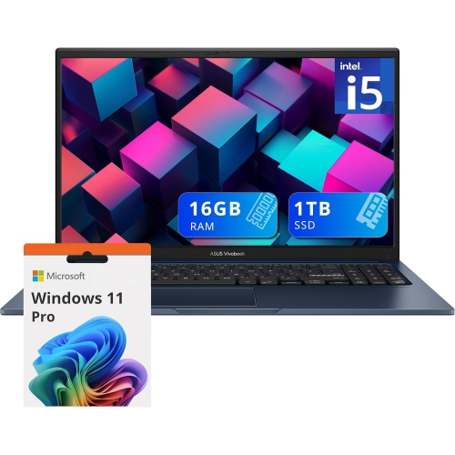 Open Box - ASUS Vivobook 15.6" FHD Laptop, Intel i5-1235U, 1TB PCIe SSD, 16GB DDR4 RAM, Intel Iris Xe Graphics, Number Pad, WiFi 5, Win 11 Pro, Quiet