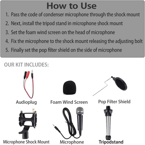 Microphone de jeu USB pour PC haute sensibilité mini condensateur prise 3,5 mm pour iPhone iPad Android Broadcast Music Recording Kit for