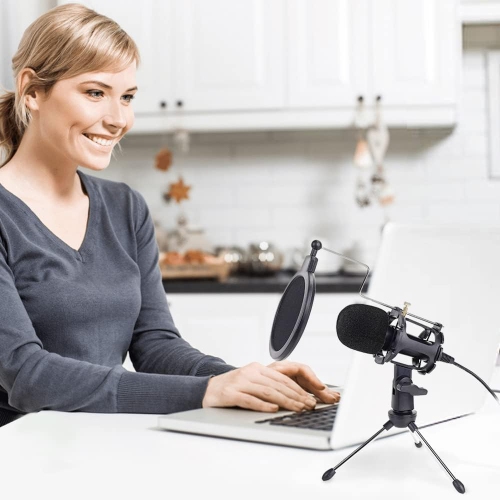 Microphone de jeu USB pour PC haute sensibilité mini condensateur prise 3,5 mm pour iPhone iPad Android Broadcast Music Recording Kit for