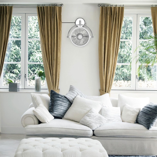Parrot Uncle Wall Mount Fans Pull in Ceiling Fan with Folding Arm Crod with Plug, 10 Inch, White