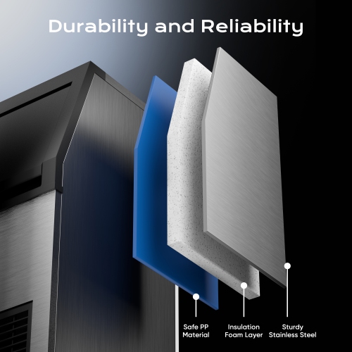 Machine à glaçons commerciale sous le comptoir Coolake 200 lb/24H avec espace de rangement 50 lb| Machine à glaçons autonome autonettoyante