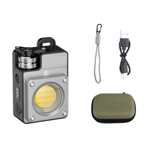 LED camping light USB charging outdoor multi-function magnetic multi-light source COB work inspection light - silver