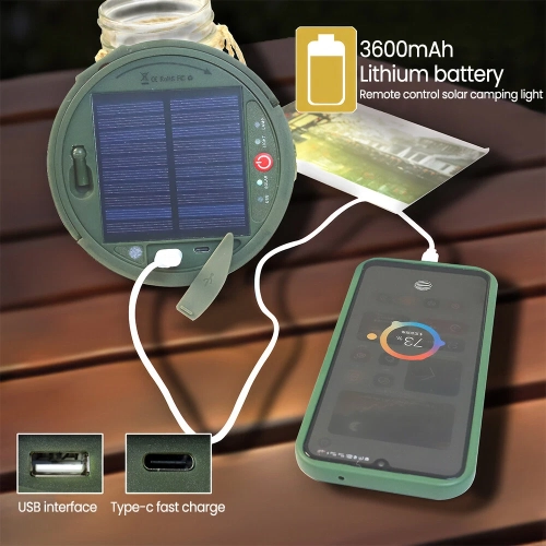 Multifunctional outdoor camping light solar atmosphere light LED light string hanging tent canopy light small color light string - large - warm white