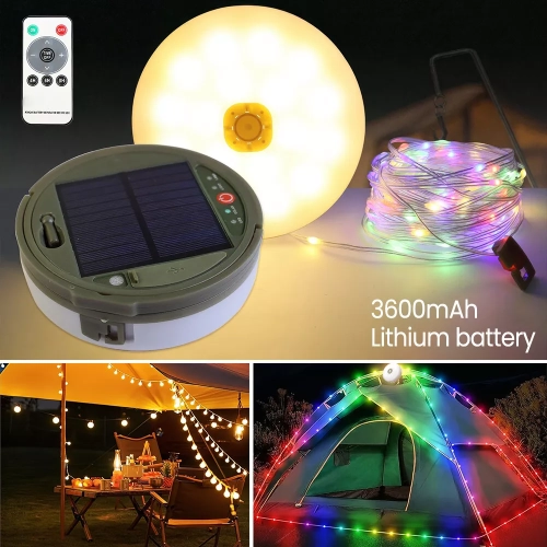 Multifunctional outdoor camping light solar atmosphere light LED light string hanging tent canopy light small color light string - small - color [10