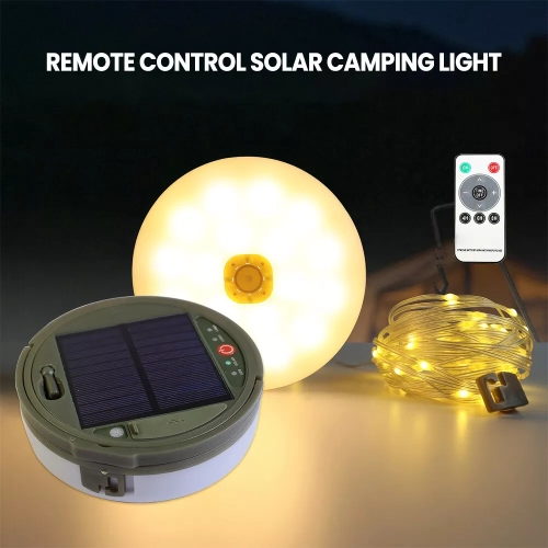 GREEN SCENIC  Multifunctional Outdoor Camping Light Solar Atmosphere Light Led Light String Hanging Tent Canopy Light Small Color Light String - Small