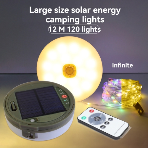 GREEN SCENIC  Multifunctional Outdoor Camping Light Solar Atmosphere Light Led Light String Hanging Tent Canopy Light Small Color Light String - Large