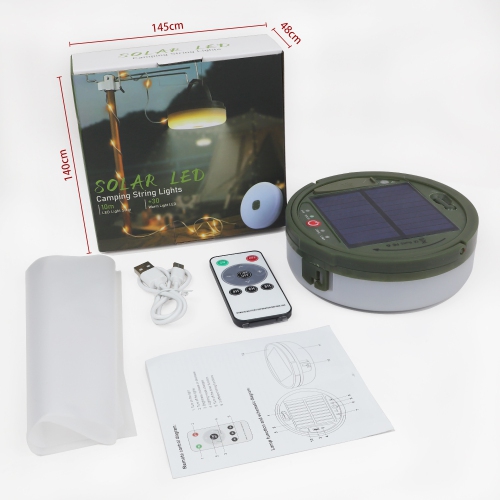 Lampe de camping extérieure multifonctionnelle lumière solaire d'ambiance LED cordon de lumière suspendu tente Petit jeu de lumière de couleur -