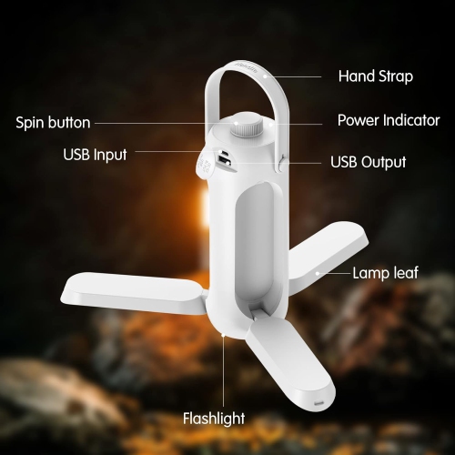 Outdoor camping light three-tone 10,000 mAh portable USB emergency charging light camping tent light - white