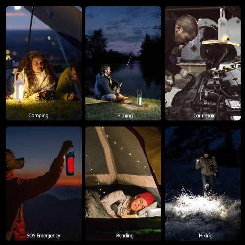 Outdoor camping light three-tone 10,000 mAh portable USB emergency charging light camping tent light - white