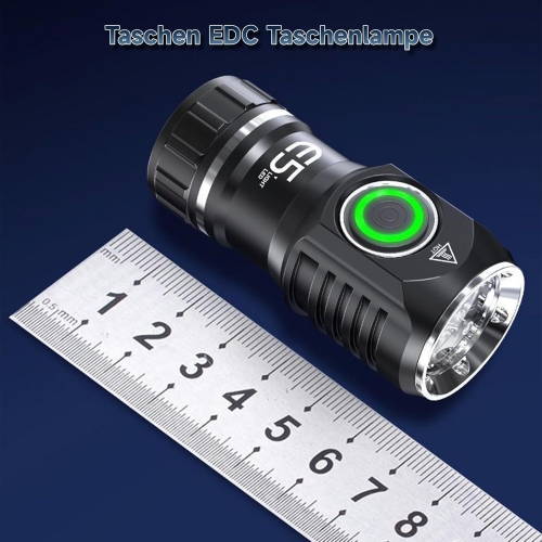 Mini Flashlight, Super Bright LED Flashlight, 1200 Lumens, Small Light, USB C Rechargeable, 5 Modes, IPX6 Waterproof, Suitable for Outdoor