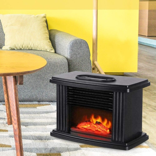 Mini Fireplace Heater - Realistic flame effect | Remote control | Quiet and portable | Suitable for home/office decoration and heating