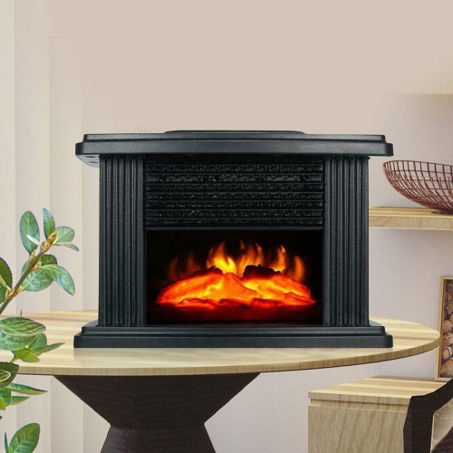 Mini Fireplace Heater - Realistic flame effect | Remote control | Quiet and portable | Suitable for home/office decoration and heating