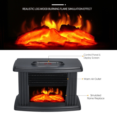 Mini Fireplace Heater - Realistic flame effect | Remote control | Quiet and portable | Suitable for home/office decoration and heating