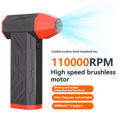 Mini ventilateur turbo, sèche-cheveux portatif sans fil haute vitesse, moteur sans balais pratique extérieur, ventilateur violent, 4000 mAh +