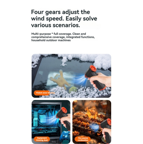 Mini ventilateur turbo, sèche-cheveux portatif sans fil haute vitesse, moteur sans balais pratique extérieur, ventilateur violent, 4000 mAh +