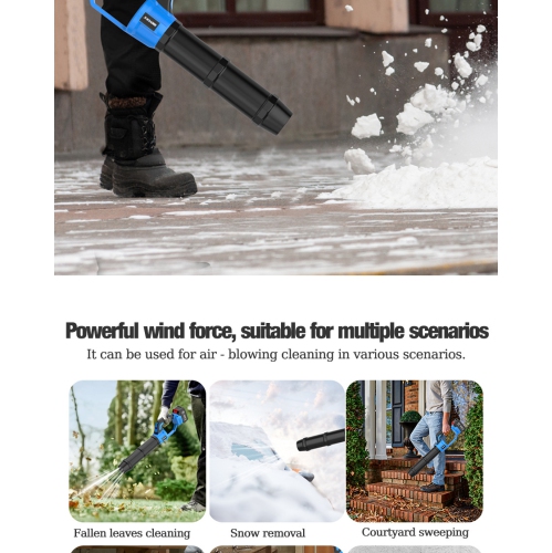 Lithium-powered blower with brushless motor, high air pressure, 4.0Ah long battery life for dust, snow, and leaf removal