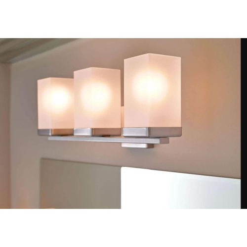 Moen YB8864CH 90 Degree 4-Light Dual-Mount Bath Bathroom Vanity Fixture with Frosted Glass, Chrome