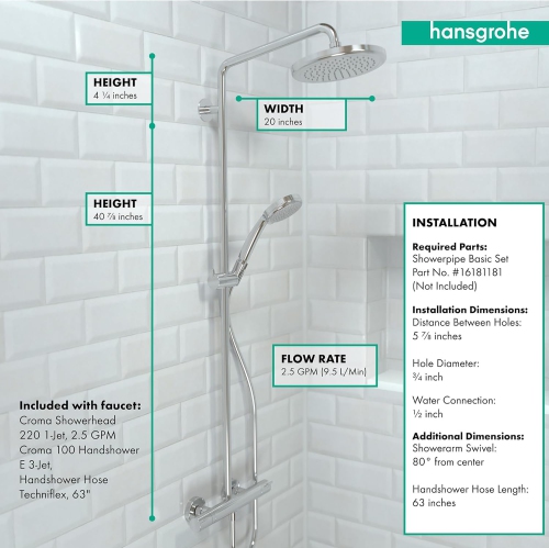 Croma 220 Shower Faucet Finish: Chrome