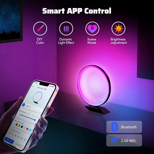 Robobloq Feelin Light Q1: Smart DIY Ambient Smart RGB Modern Table Lamp, Sync Music and APP Control, with Radar Sensor, Automatic Dimming, Touchless