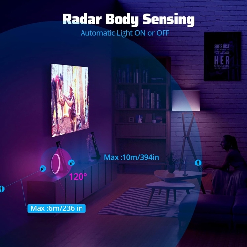 Robobloq Feelin Light Q1: Smart DIY Ambient Smart RGB Modern Table Lamp, Sync Music and APP Control, with Radar Sensor, Automatic Dimming, Touchless