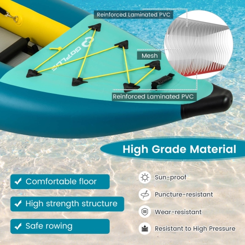 Ensemble de kayak gonflable portatif pour 2&nbsp;personnes de Goplus avec siège rembourré en EVA pour rames en aluminium