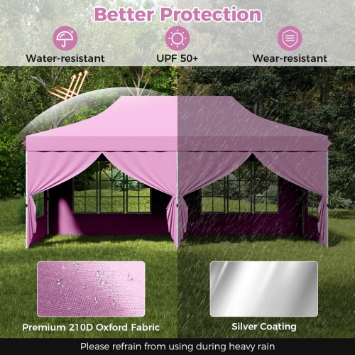Costway 10 x 20FT Pop up Canopy Outdoor Canopy Tent with 6 Sidewalls Carrying Bag