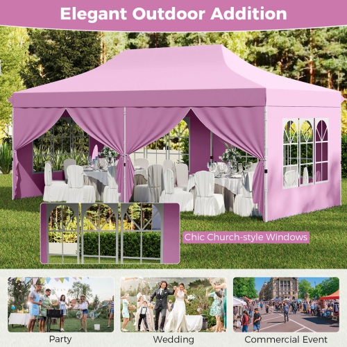 Costway 10 x 20FT Pop up Canopy Outdoor Canopy Tent with 6 Sidewalls Carrying Bag
